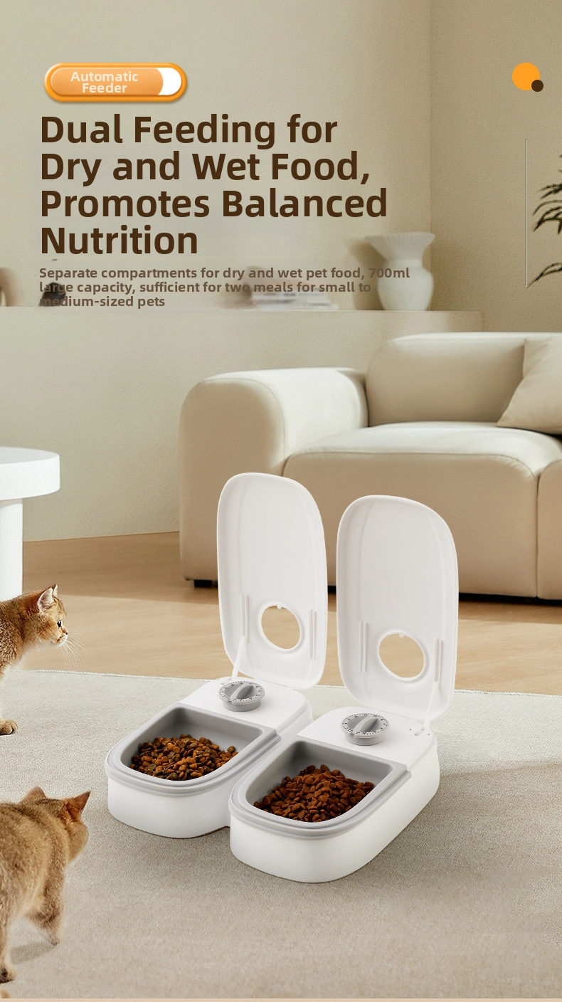 Automatic Dry & Wet Food Cat Feeder with Timer and Sealed Lid