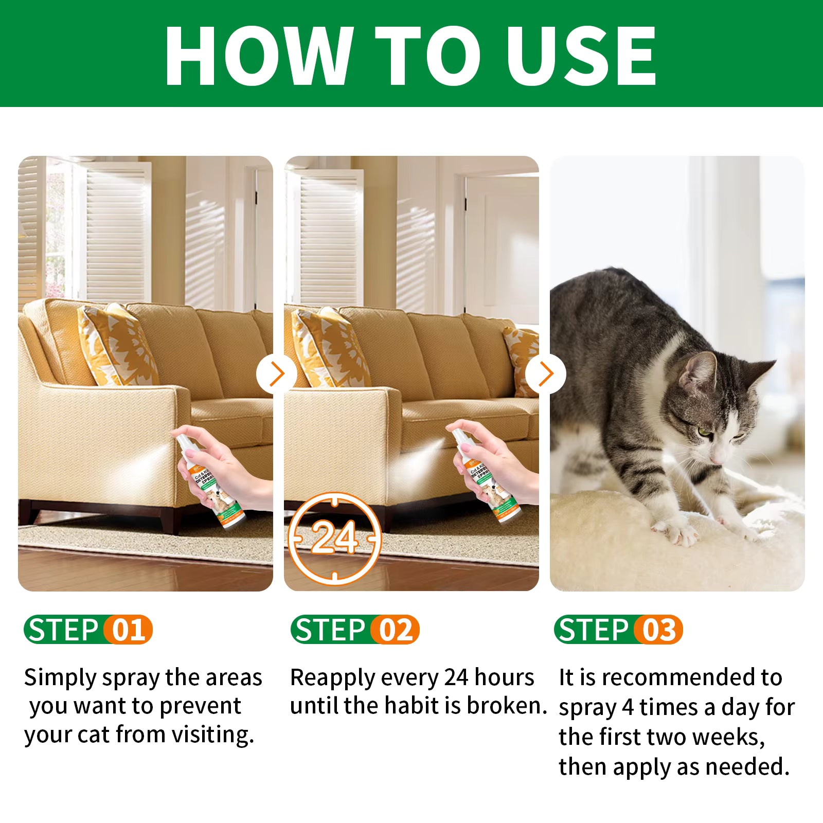120ml Cat Deterrent Spray for Furniture, Sofas & Indoor Plants