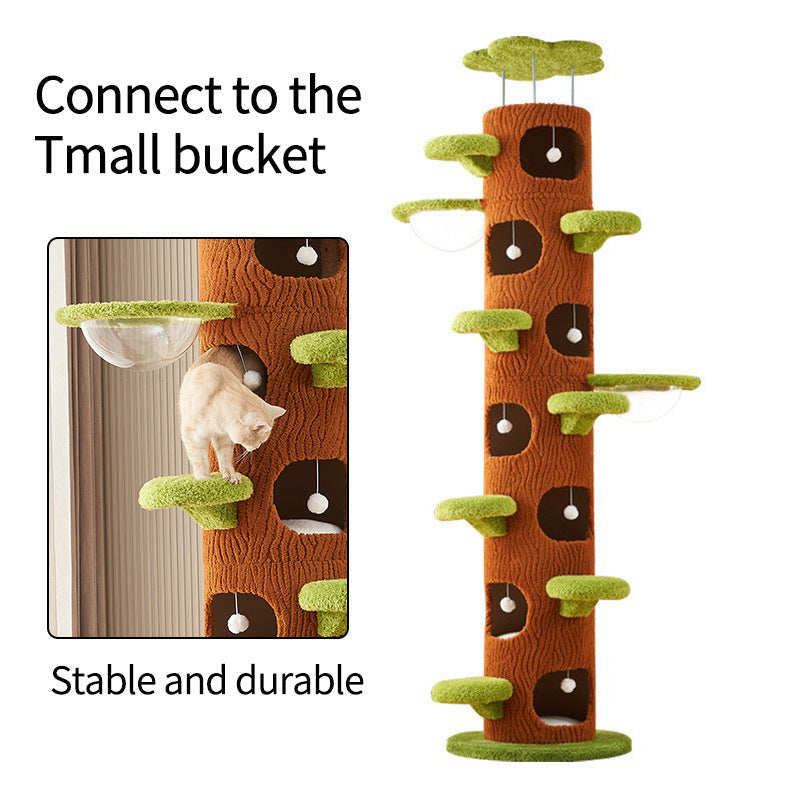Floor-to-Ceiling Cat Climbing Tower with Multi-Level Perches, Scratch Zones & Cozy Hideouts