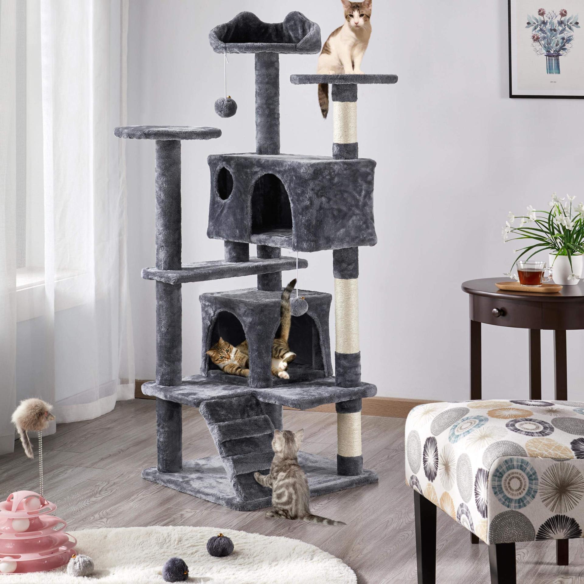 Multi-Level Cat Tree Tower with Condo, Hammock & Sisal Scratching Posts