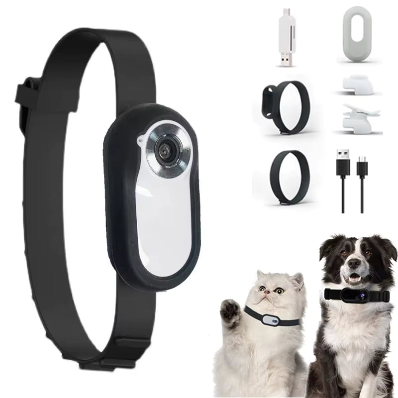 1080P Mini Pet Collar Camera – Lightweight Wearable HD POV Recorder with Wide-Angle Lens & Built-In Screen