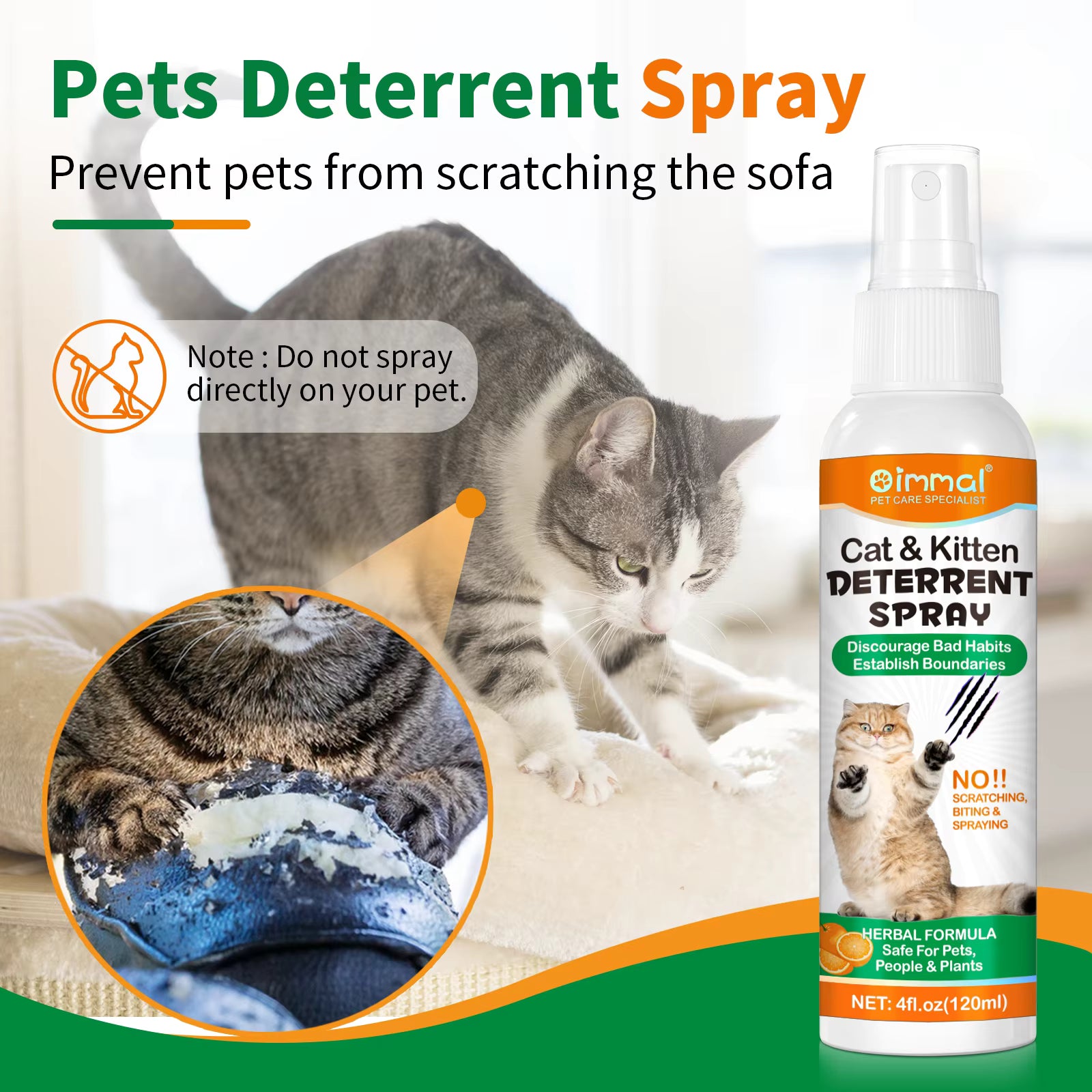 120ml Cat Deterrent Spray for Furniture, Sofas & Indoor Plants