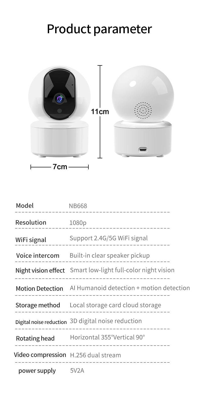 360° WiFi Smart Security Camera with 2K Clear View, Night Vision, Motion Tracking & App Remote Monitoring