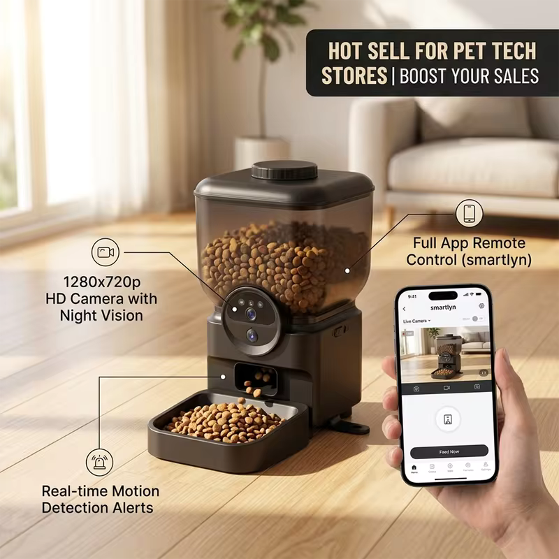 Mangiatoia intelligente per gatti da 6,5 ​​litri con fotocamera, controllo tramite app e alimentazione a tempo