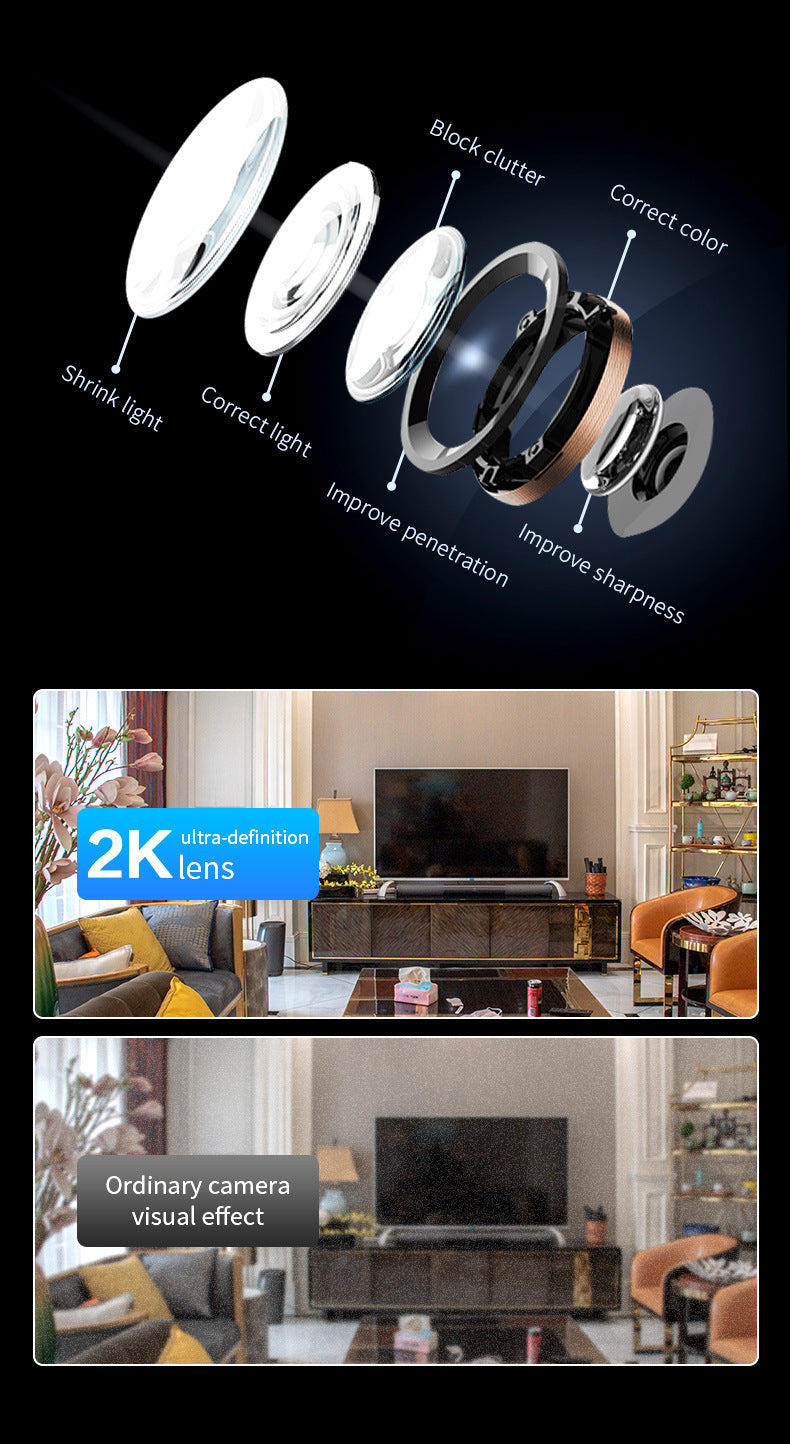 360° WiFi Smart Security Camera with 2K Clear View, Night Vision, Motion Tracking & App Remote Monitoring