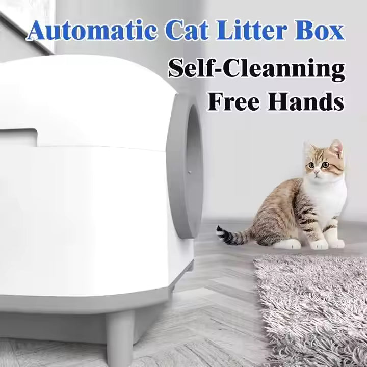 Smart Self-Cleaning Cat Litter Box with App Control, Low-Noise Operation & 80L Spacious Interior