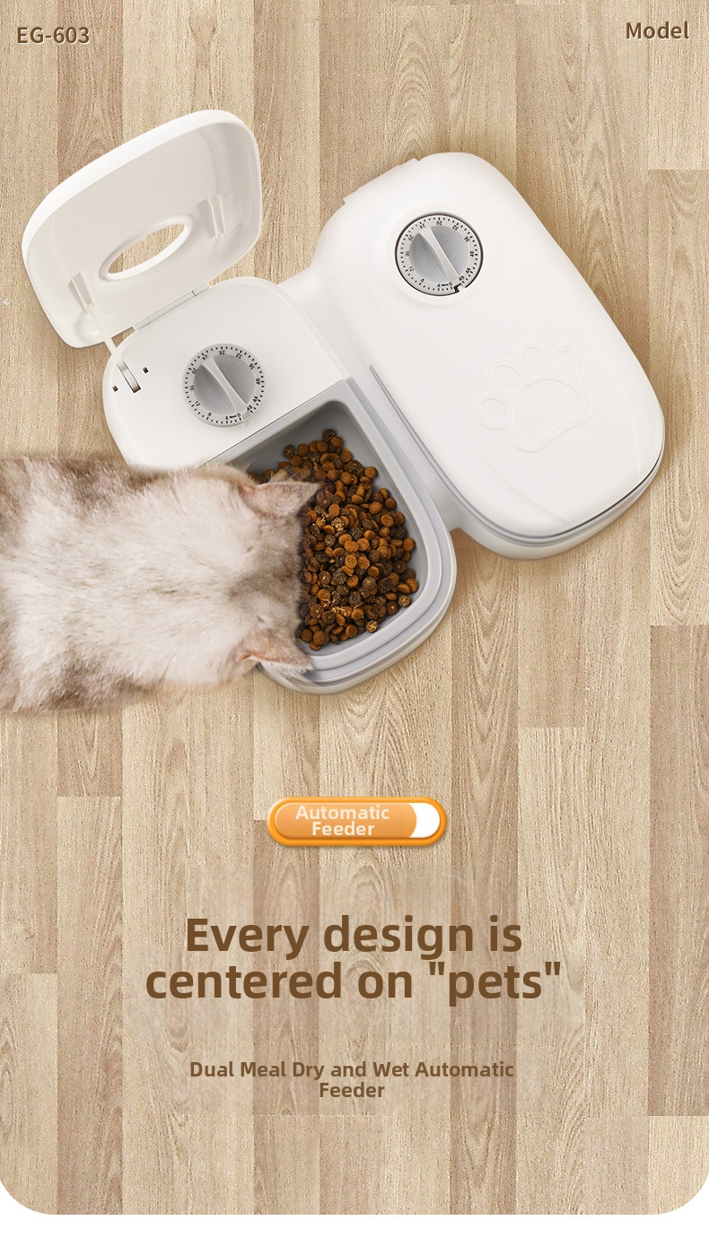 Automatic Dry & Wet Food Cat Feeder with Timer and Sealed Lid