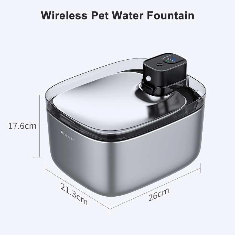 Wireless UV Pet Water Fountain (5.5L) with LCD Display – Ultra-Quiet Stainless Steel Cat & Dog Fountain