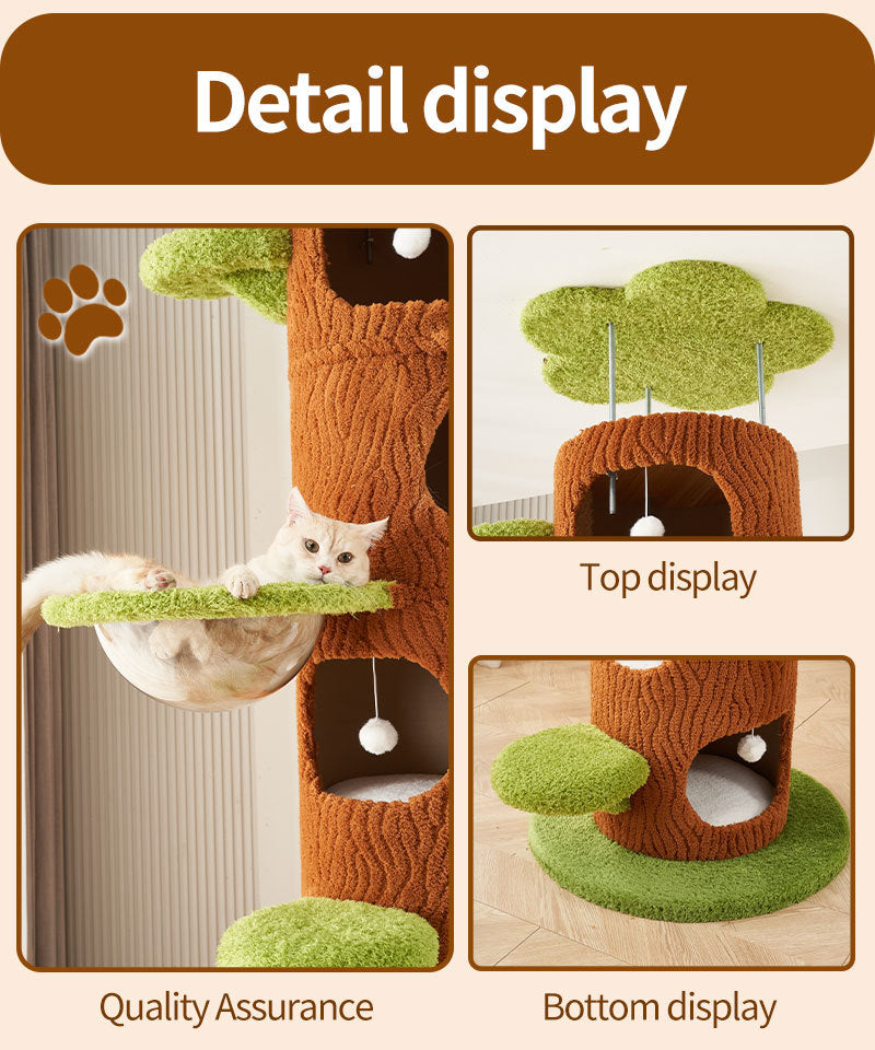 Floor-to-Ceiling Cat Climbing Tower with Multi-Level Perches, Scratch Zones & Cozy Hideouts