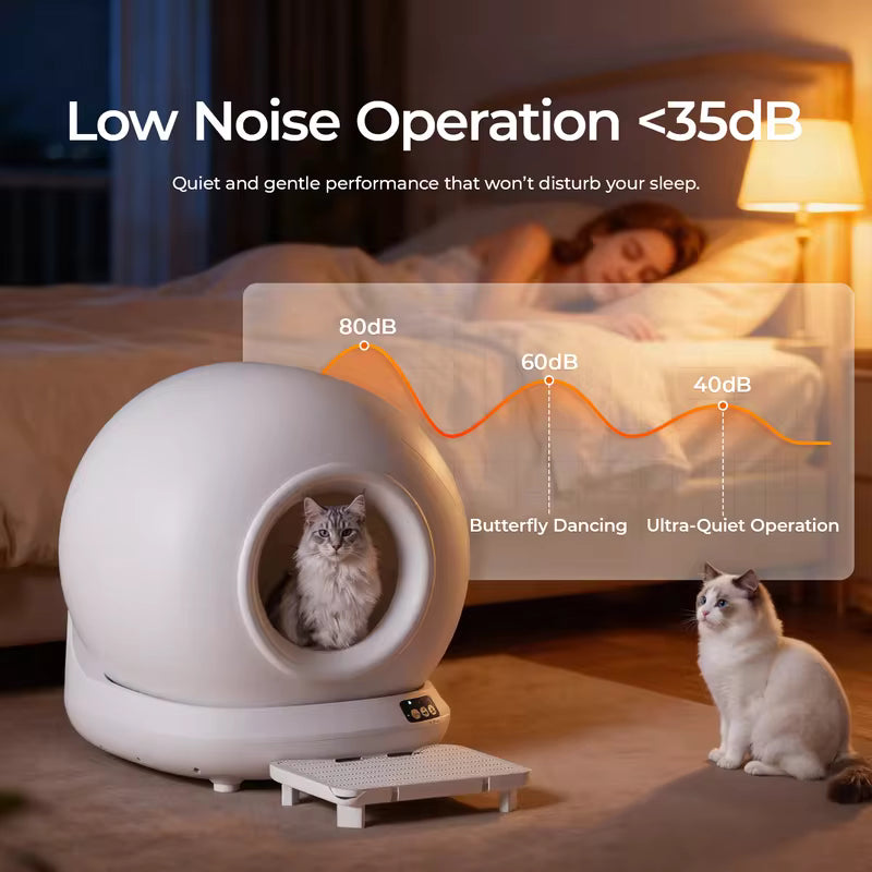 Smart Self-Cleaning Cat Litter Box with App Control, Odor Control & Spacious 78L Interior