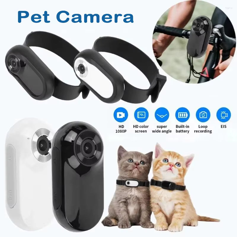 1080P Mini Pet Collar Camera – Lightweight Wearable HD POV Recorder with Wide-Angle Lens & Built-In Screen