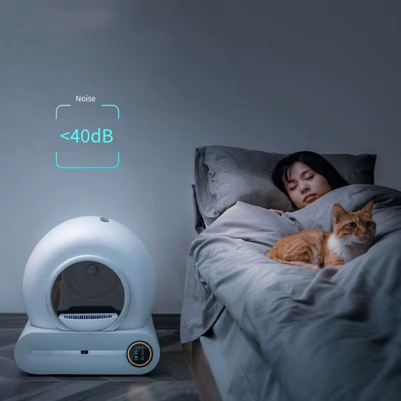 Smart Self-Cleaning Cat Litter Box with 65L Large Cabin, 9L Waste Bin & App Control