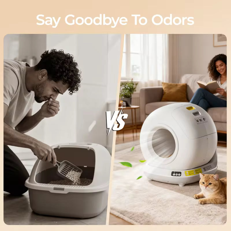 Smart Self-Cleaning Cat Litter Box with App Control, Odor Control & Spacious 78L Interior