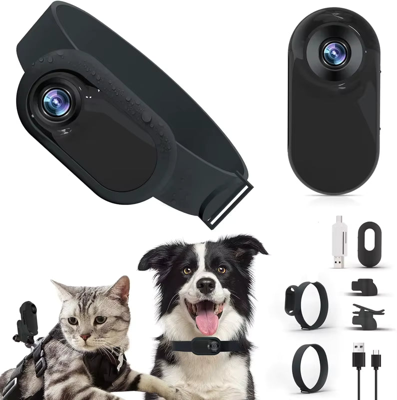 1080P Mini Pet Collar Camera – Lightweight Wearable HD POV Recorder with Wide-Angle Lens & Built-In Screen
