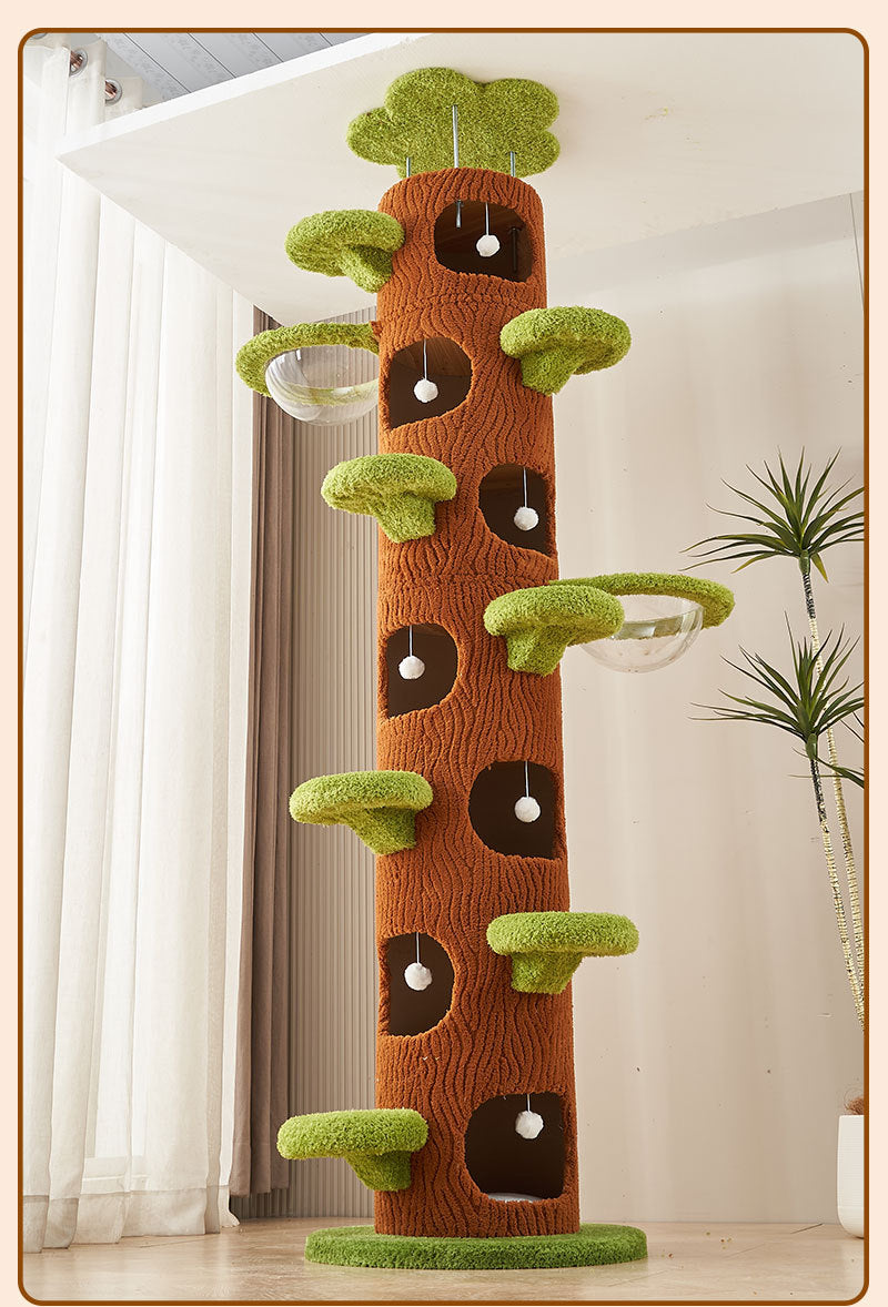 Floor-to-Ceiling Cat Climbing Tower with Multi-Level Perches, Scratch Zones & Cozy Hideouts