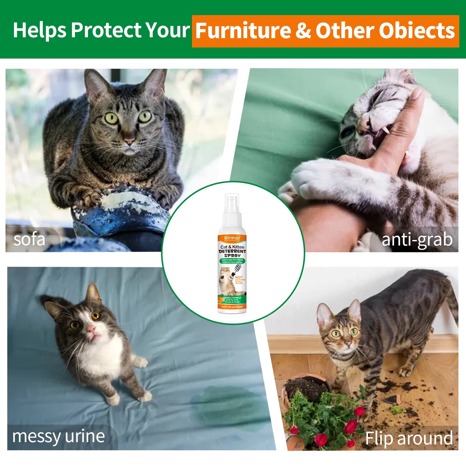 120ml Cat Deterrent Spray for Furniture, Sofas & Indoor Plants