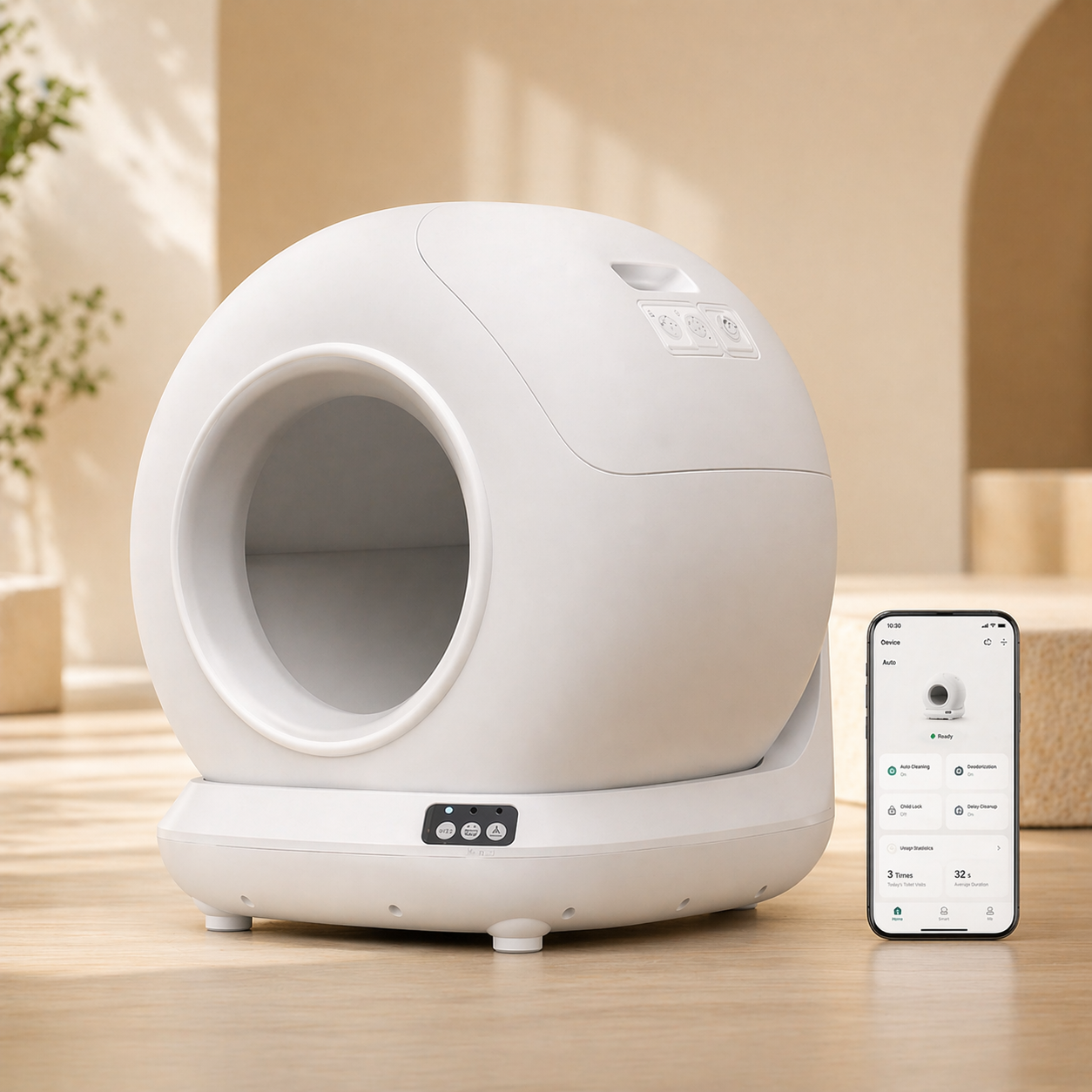 Smart Self-Cleaning Cat Litter Box with App Control, Odor Control & Spacious 78L Interior