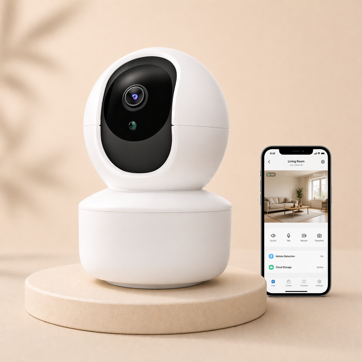 360° WiFi Smart Security Camera with 2K Clear View, Night Vision, Motion Tracking & App Remote Monitoring