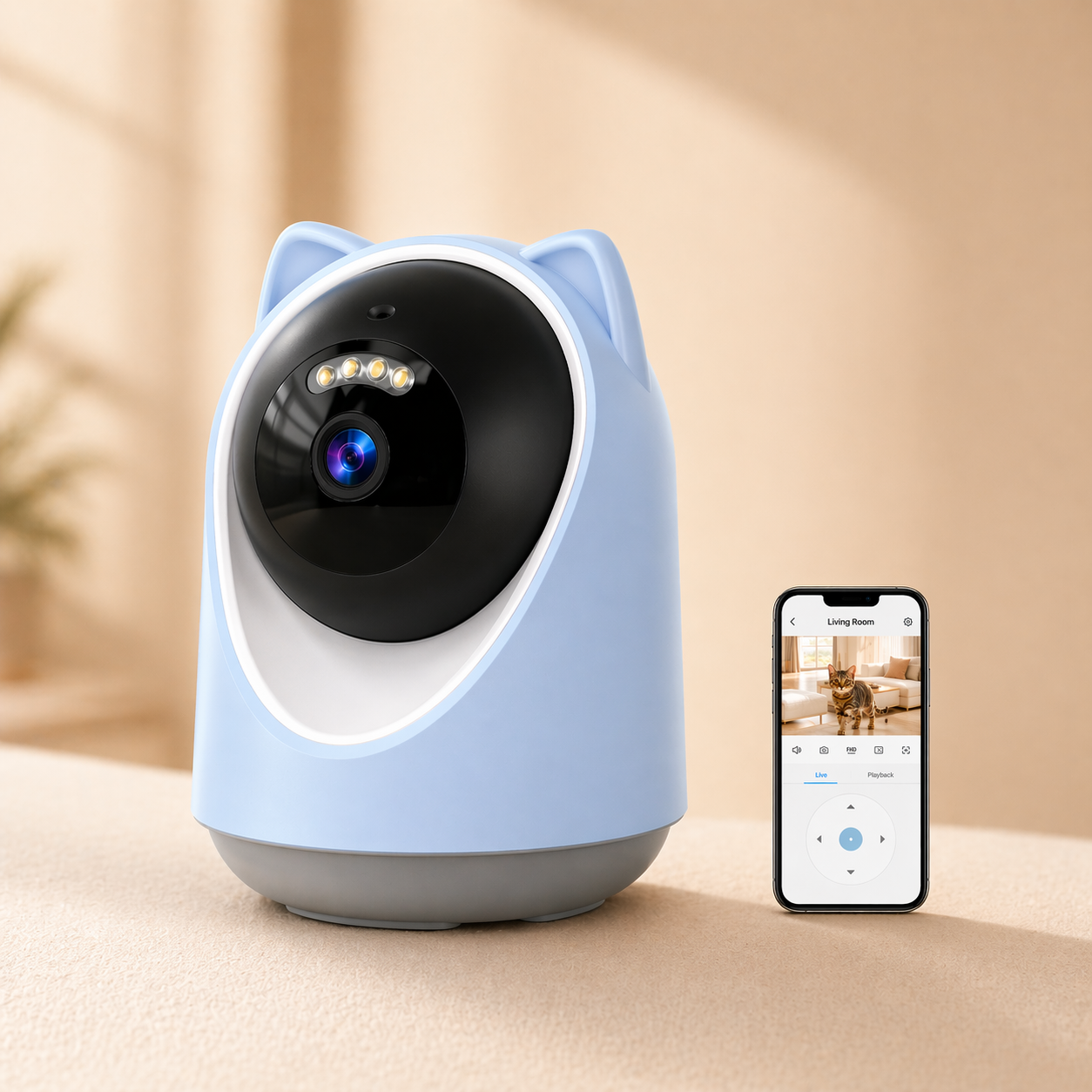3MP Smart Pet Camera with Laser Toy, App Control, AI Pet Tracking & Wide-Angle Pan/Tilt Monitoring