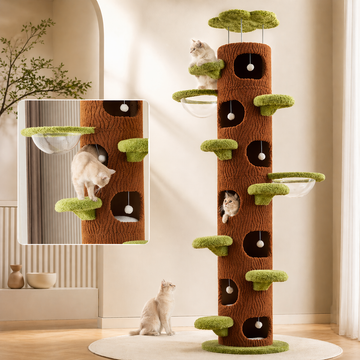 Floor-to-Ceiling Cat Climbing Tower with Multi-Level Perches, Scratch Zones & Cozy Hideouts