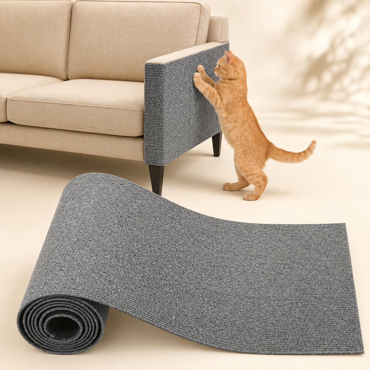 Self-Adhesive Cat Scratch Protector Mat for Sofa, Wall & Furniture Care