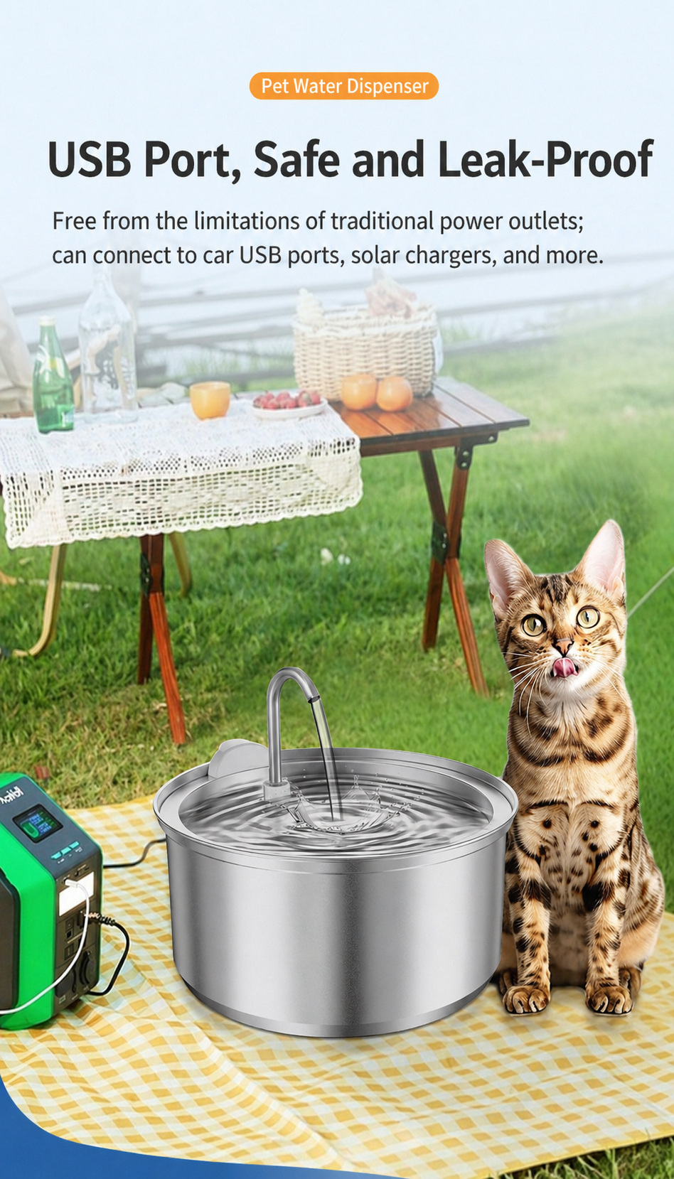8L Stainless Steel Cat Water Fountain with Quiet USB Pump & Multi-Layer Filtration