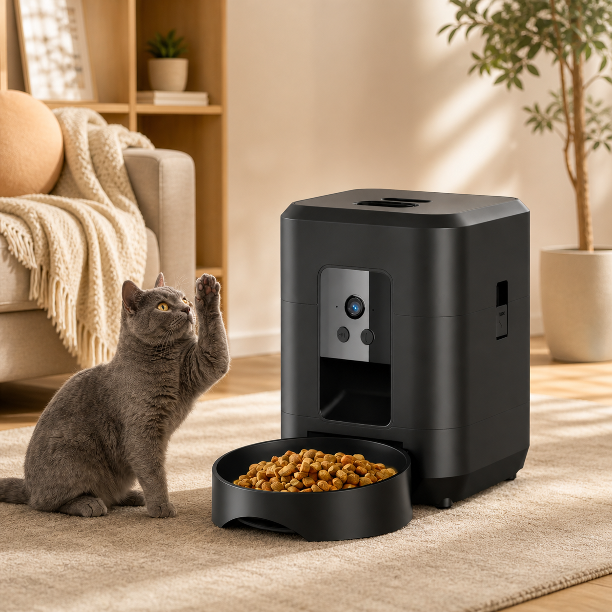 Smart WiFi Pet Food & Water Dispenser with Camera – Automatic Timed Feeder for Cats & Dogs