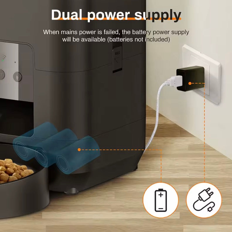 Smart WiFi Pet Food & Water Dispenser with Camera – Automatic Timed Feeder for Cats & Dogs