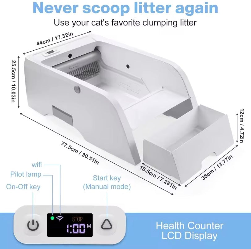Petwant™ Smart Self-Cleaning Cat Litter Box with WIFI & HD Camera Control