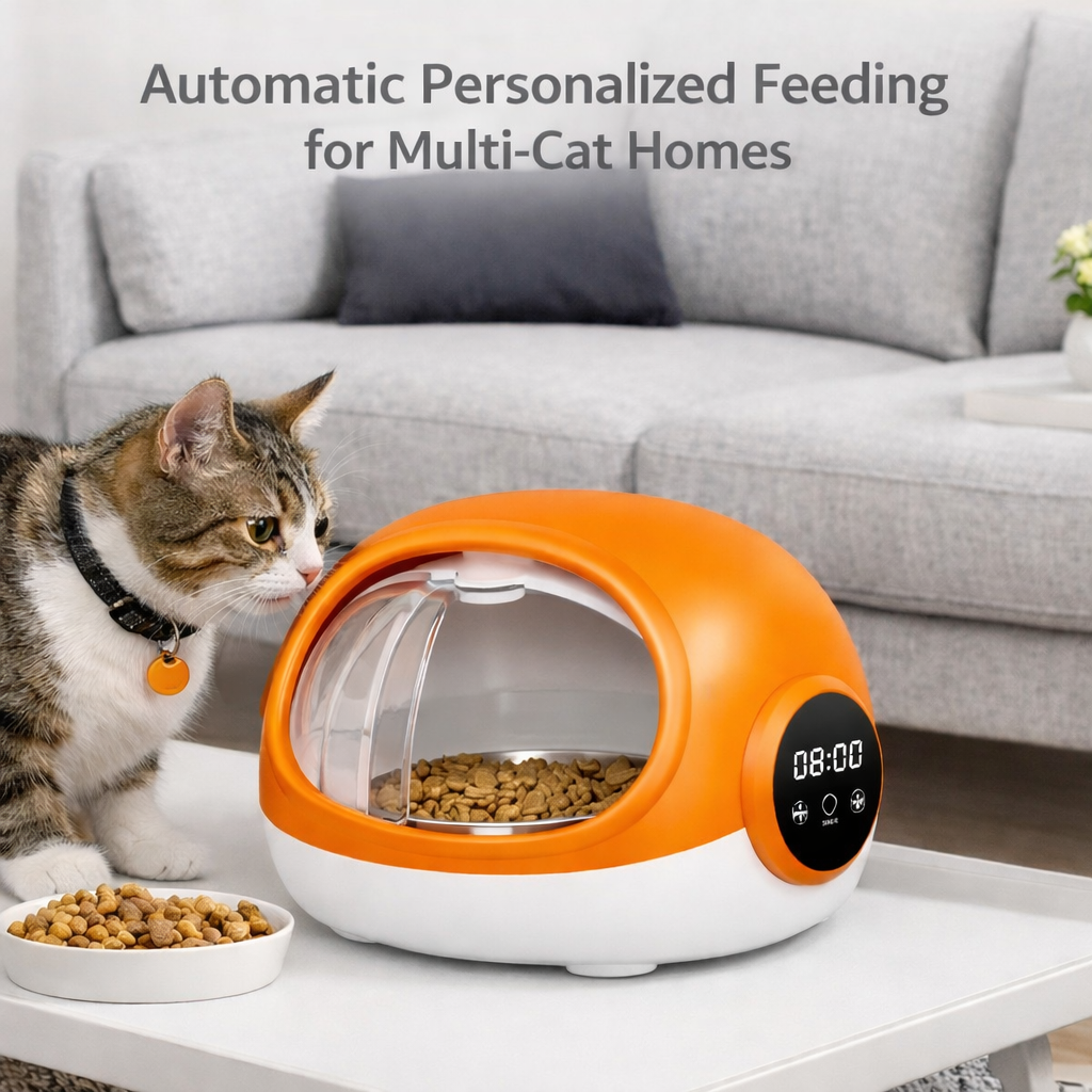 Smart RFID Cat Feeder with Collar Tag – Anti-Food-Stealing Automatic Pet Feeder