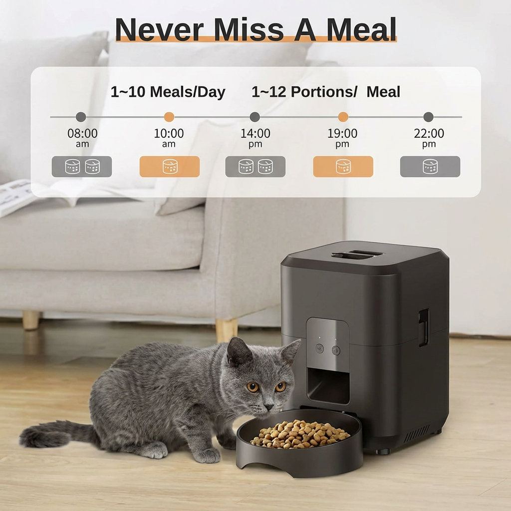 Smart WiFi Pet Food & Water Dispenser with Camera – Automatic Timed Feeder for Cats & Dogs