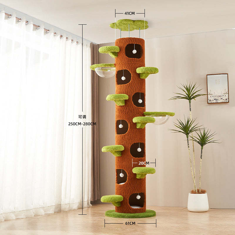 Floor-to-Ceiling Cat Climbing Tower with Multi-Level Perches, Scratch Zones & Cozy Hideouts