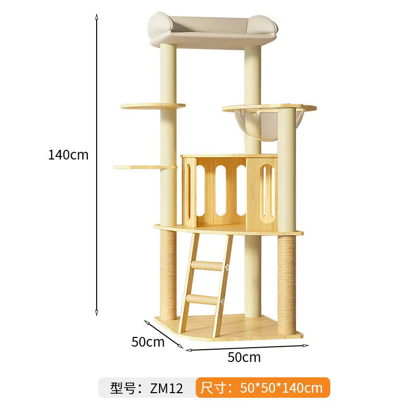 Modern Multi-Level Cat Tree with Plush Top Bed, Transparent Space Pod, Condo & Scratching Posts