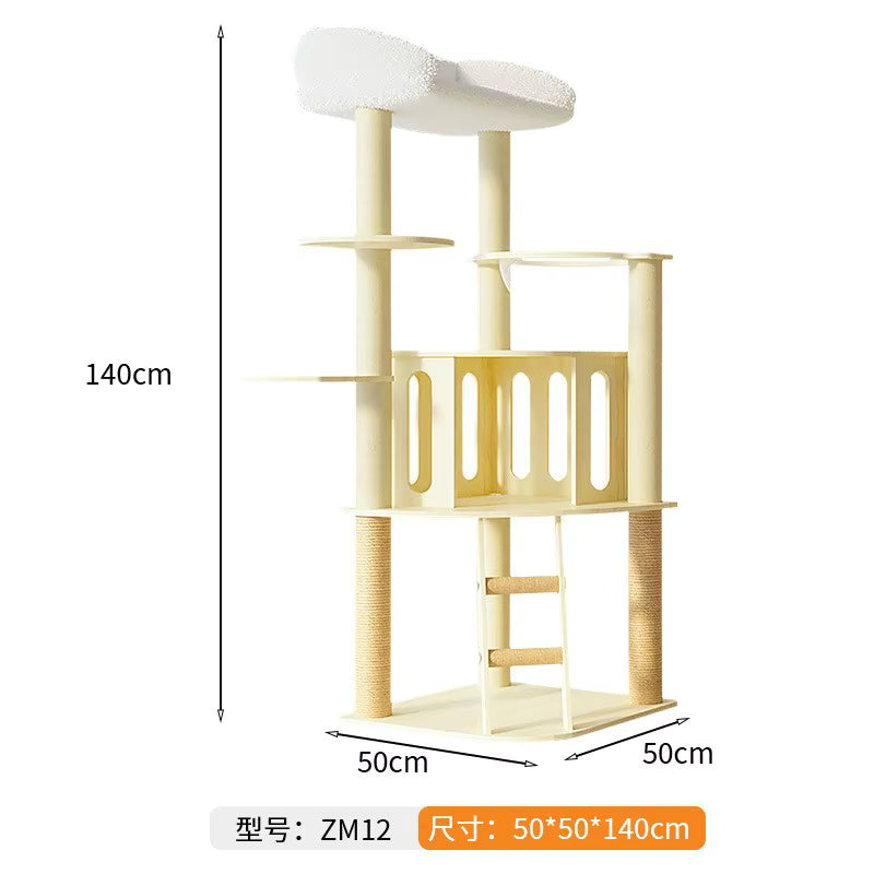 Modern Multi-Level Cat Tree with Plush Top Bed, Transparent Space Pod, Condo & Scratching Posts