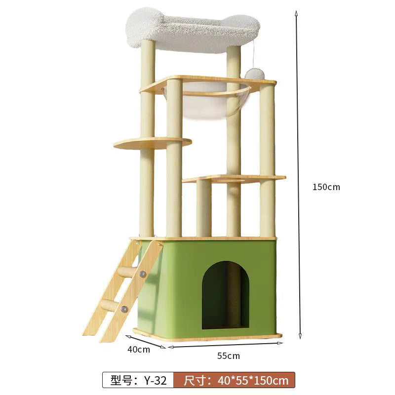 Modern Multi-Level Cat Tree with Plush Top Bed, Transparent Space Pod, Condo & Scratching Posts